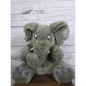 VTG Kids of America Large Plush Elephant Gray Stuffed Animal Large Floppy Ears
